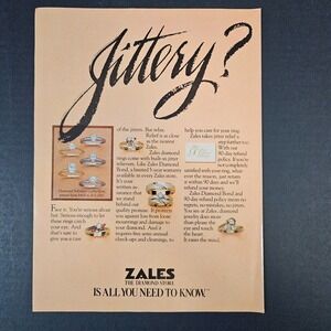 1983 Zales Diamond Rings Jewelry Solitaire Collection Vintage Print Ad Bond Shop